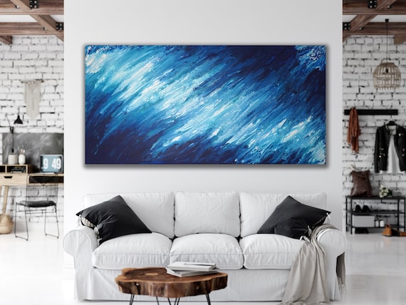 Original BLUE ABSTRACT PAINTING Minimalist Painting