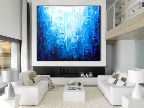 ORIGINAL BLUE ABSTRACT Painting Large Canvas Art Abstract Blue Indigo Abstract Textured Wall Art Minimalist Art Custom Art