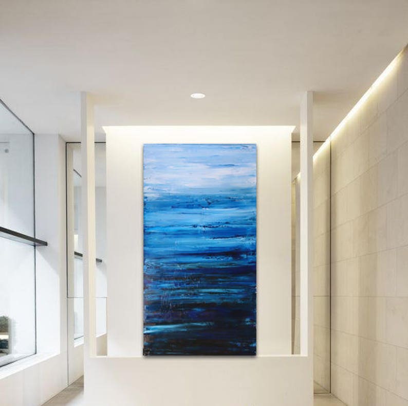 ABSTRACT PAINTING Indigo Painting Blue Abstract Seascape Modern Art Original Painting XLarge Canvas Art Abstract Landscape Wall Art Prutski image 10
