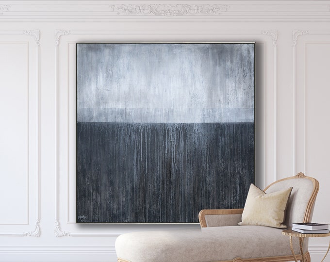 GRAY ABSTRACT PAINTING Highly Textured Painting Industrial Original Art Custom Large Canvas Art Minimalist Art Wall Art Home Decor