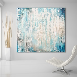 Original Abstract Art XLarge Canvas Art Large Painting Blue White Abstarct Original Painting Industrial Art Minimalist Art Custom Art image 8