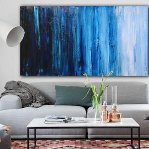 ABSTRACT PAINTING Indigo Painting Blue Abstract Seascape Modern Art Original Painting XLarge Canvas Art Abstract Landscape Wall Art Prutski image 3