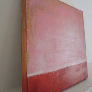 PINK RED ABSTRACT Landscape, Original Minimalist Painting, Pink Abstract Acrylic Painting, Sunrise image 9