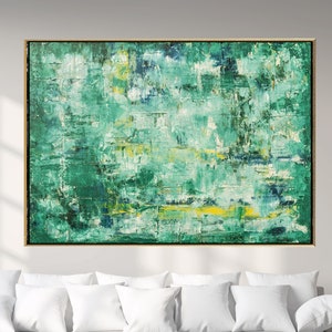 Abstract Painting XLARGE Canvas Art Original Custom Painting Green ASTRACT Art Textutred Oil Painting Minimalist Art Textured Art