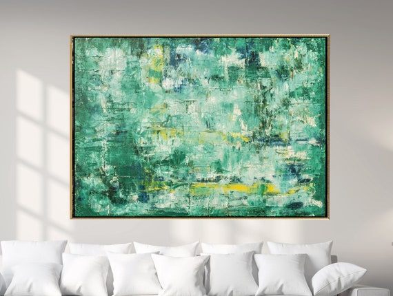 Abstract Painting XLARGE Canvas Art Original Custom Painting Green ASTRACT Art Textutred Oil Painting Minimalist Art Textured Art