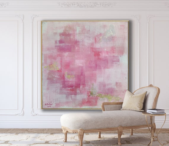 ORIGINAL PINK ABSTRACT Painting XLarge Canvas Art Minimalist Painting Blush Pink Abstract Acrylic Painting Textured Art Custom Art