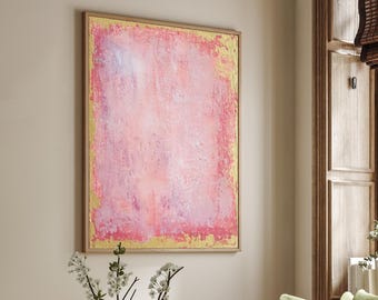 Original Pink Abstract Painting, Blush Nouveau Textured Art, Made to Order