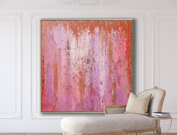 PINK ABSTRACT XLarge Canvas Art Oversized Painting Original Art Pink Painting Wall Art Minimalist Art Grungy Art Custom Painting