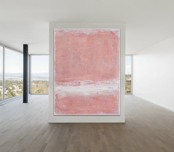 ORIGINAL PINK ABSTRACT Painting XLarge Canvas Art Minimalist Painting Blush Pink Abstract Acrylic Painting Textured Art Custom Art