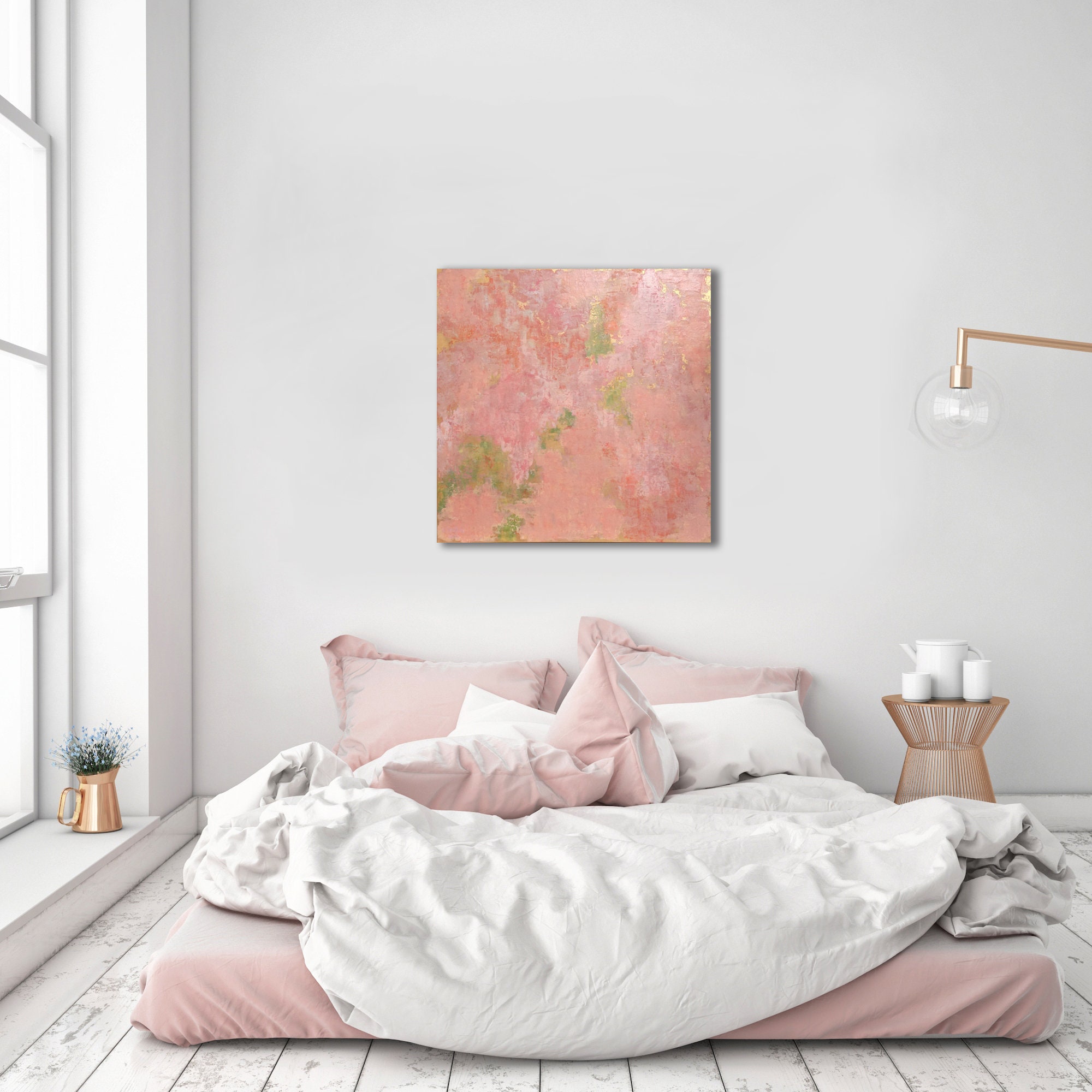 30x30 Pink Abstract Art, ORIGINAL PINK ABSTRACT Painting, Large Canvas