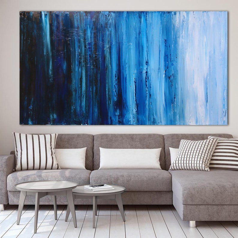 ABSTRACT PAINTING Indigo Painting Blue Abstract Seascape Modern Art Original Painting XLarge Canvas Art Abstract Landscape Wall Art Prutski image 5