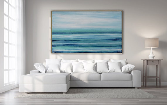 ORIGINAL ABSTRACT SEASCAPE Painting XLarge Canvas Art Painting Turquoise Blue Abstract Lanscape Original Painting Beach Art Custom Painting