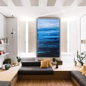 ABSTRACT PAINTING Indigo Painting Blue Abstract Seascape Modern Art Original Painting XLarge Canvas Art Abstract Landscape Wall Art Prutski image 9