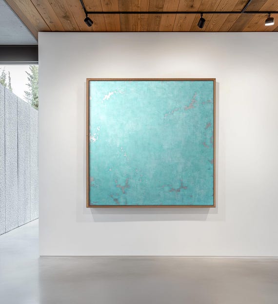Original Abstract Blue Green Painting,  Turquoise Green Art,  Made to  Order