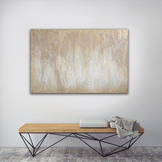 48x30 Beige Gold Painting, Original Abstarct Painting, Minimalist Abstract, Painting on Canvas, Ready to ship
