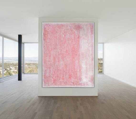 ORIGINAL PINK ABSTRACT Painting, Minimalist Painting, Blush Pink Abstract Acrylic Painting,  Pink Devotion