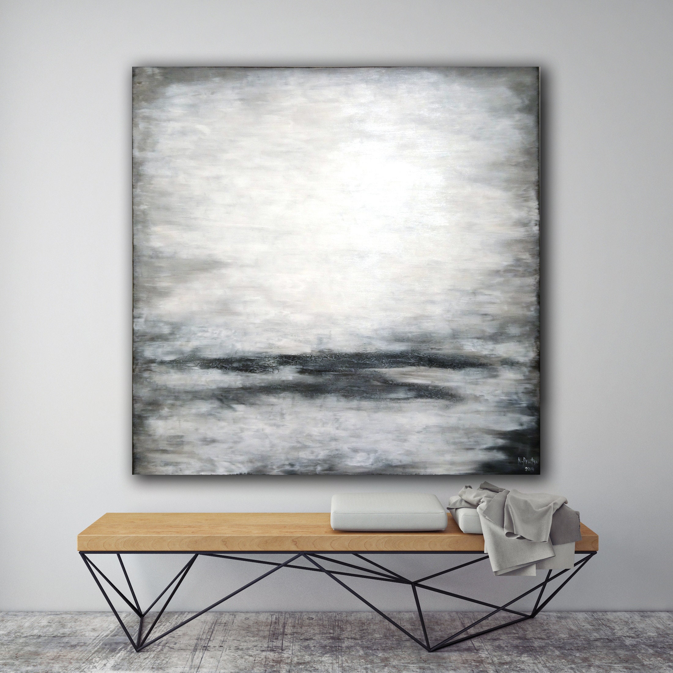 48x48 ORIGINAL ABSTRACT PAINTING XLarge Canvas Art Minimalist Painting