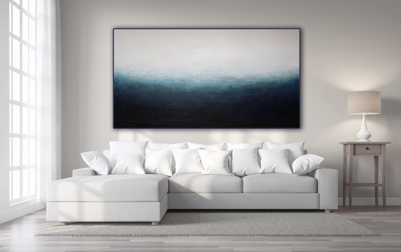 ORIGINAL BLUE PAINTING XLarge Canvas Art Original Art Oversized Painting Acrylic on Canvas Indigo Abstract Blue Abstract Minimalist Art