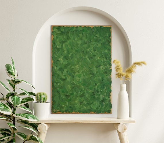 24"x18" Green Painting, Original Abstract Painting, Green Gold Abstract, Oil on Canvas, Ready to ship