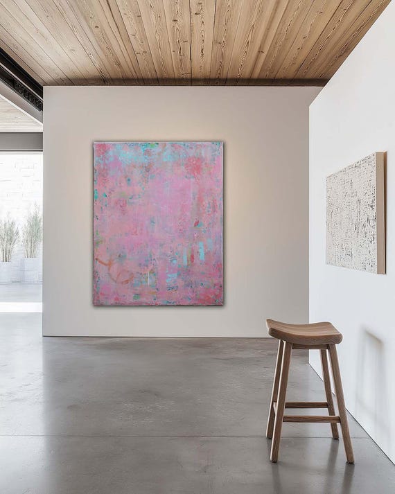 Original Blush Pink Abstract Painting, Textured Canvas Art, Made to Order