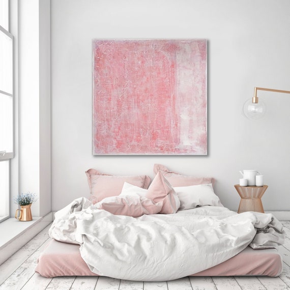 MINIMALIST PINK ABSTRACT, Original Painting, XLarge Canvas Art,  Blush Pink Abstract, Textured Artwork, Custom Painting, Pink Devotion