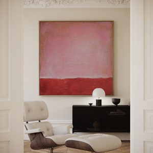 ORIGINAL PINK ABSTRACT, Minimalist Painting, Pink Red Abstract Acrylic Painting, Sunrise