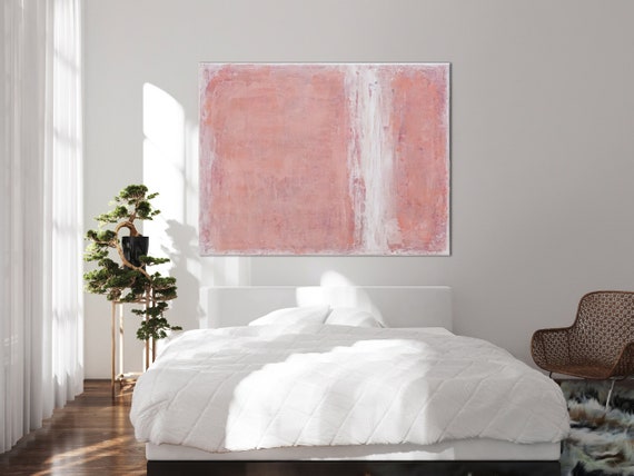 ORIGINAL PINK ABSTRACT, Minimalist Painting, Pink Red Abstract Acrylic Painting, Textured Art , "Pink Inception''