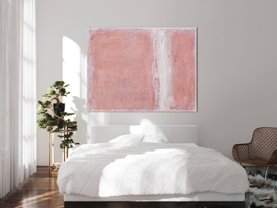 ORIGINAL PINK ABSTRACT, Minimalist Painting, Pink Red Abstract Acrylic Painting, Textured Art