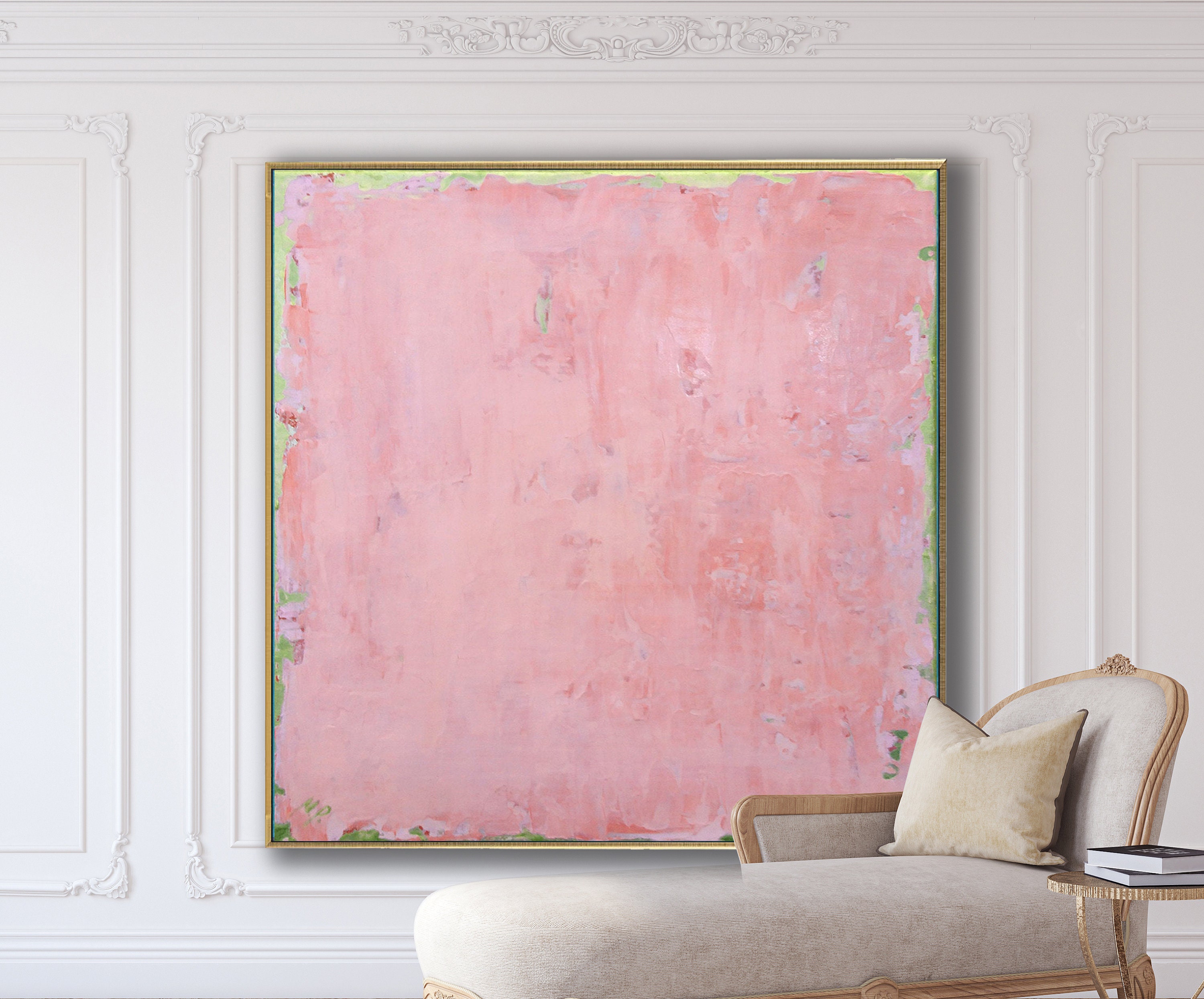 ORIGINAL PINK ABSTRACT Painting XLarge Canvas Art Minimalist Painting