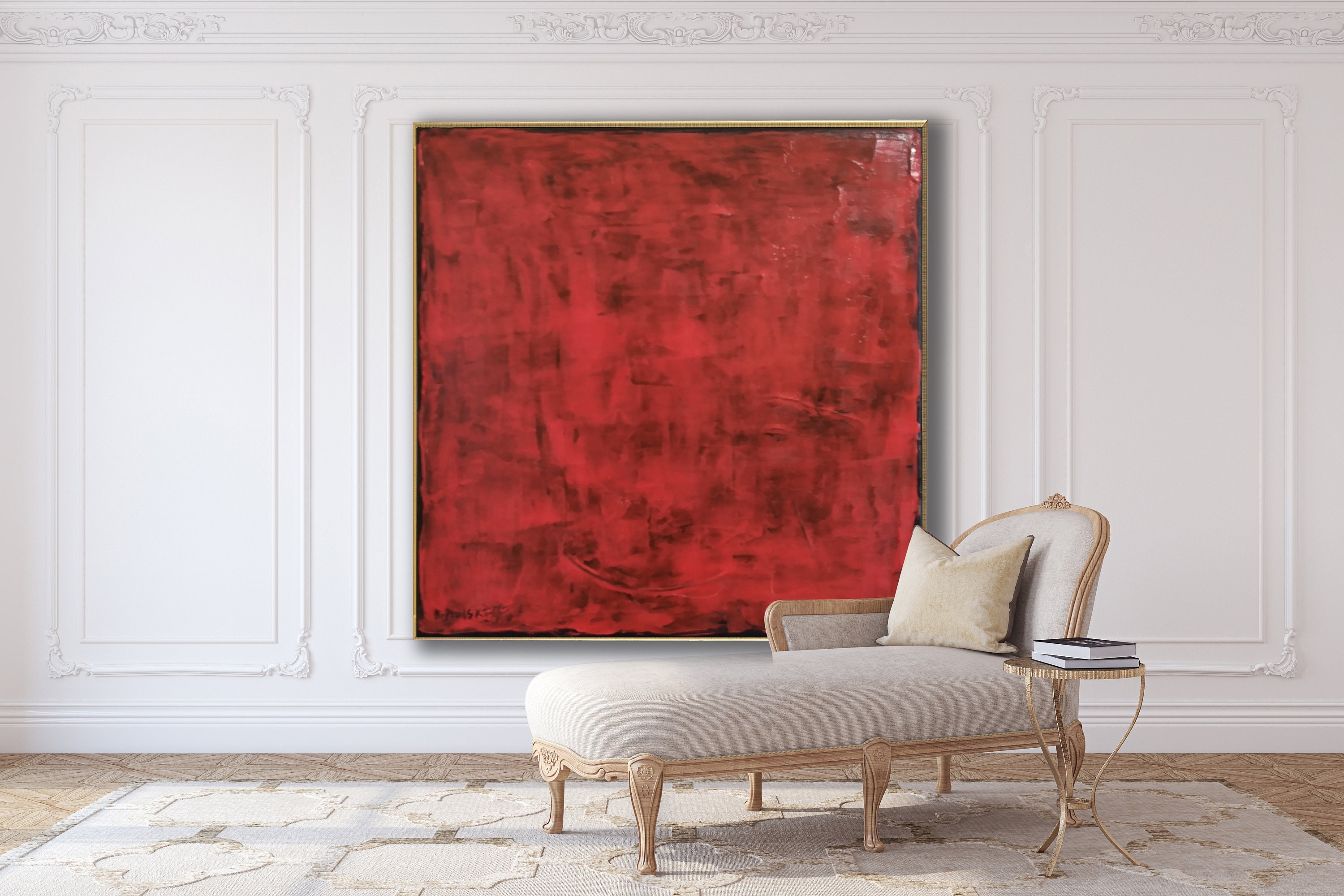 Large Red Modern Abstract Painting Urban Original Art on Stretched Canvas  24x36 on Michael: Tuesdays and Thursdays TV show Custom - Art by Nathalie  Van