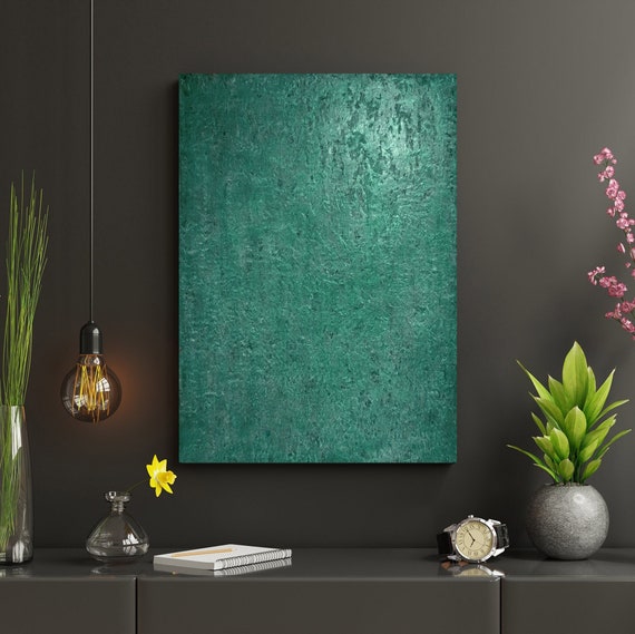 ORIGINAL GREEN Abstract Painting, Large Forest Green Abstract, Made to order original painting