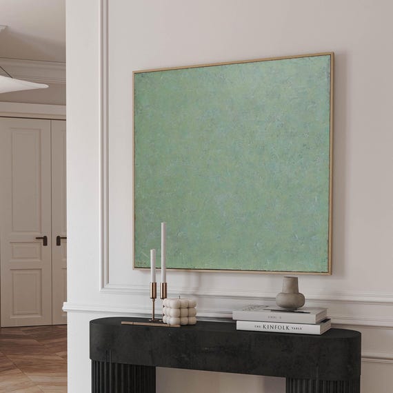30"x30" Light Green Painting, Original Abstract Painting, Mint Green Abstract, Painting on Canvas, Ready to ship Prutski