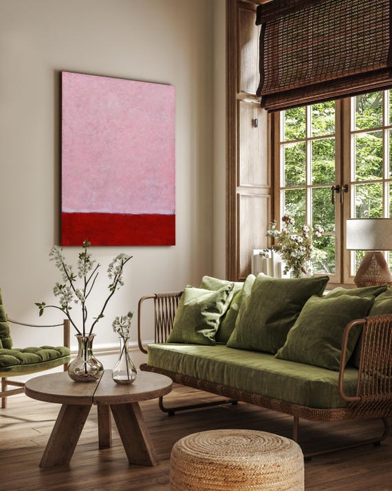 48"x40" Original Pink Red Abstract Painting, Large Abstract Art, ready to ship