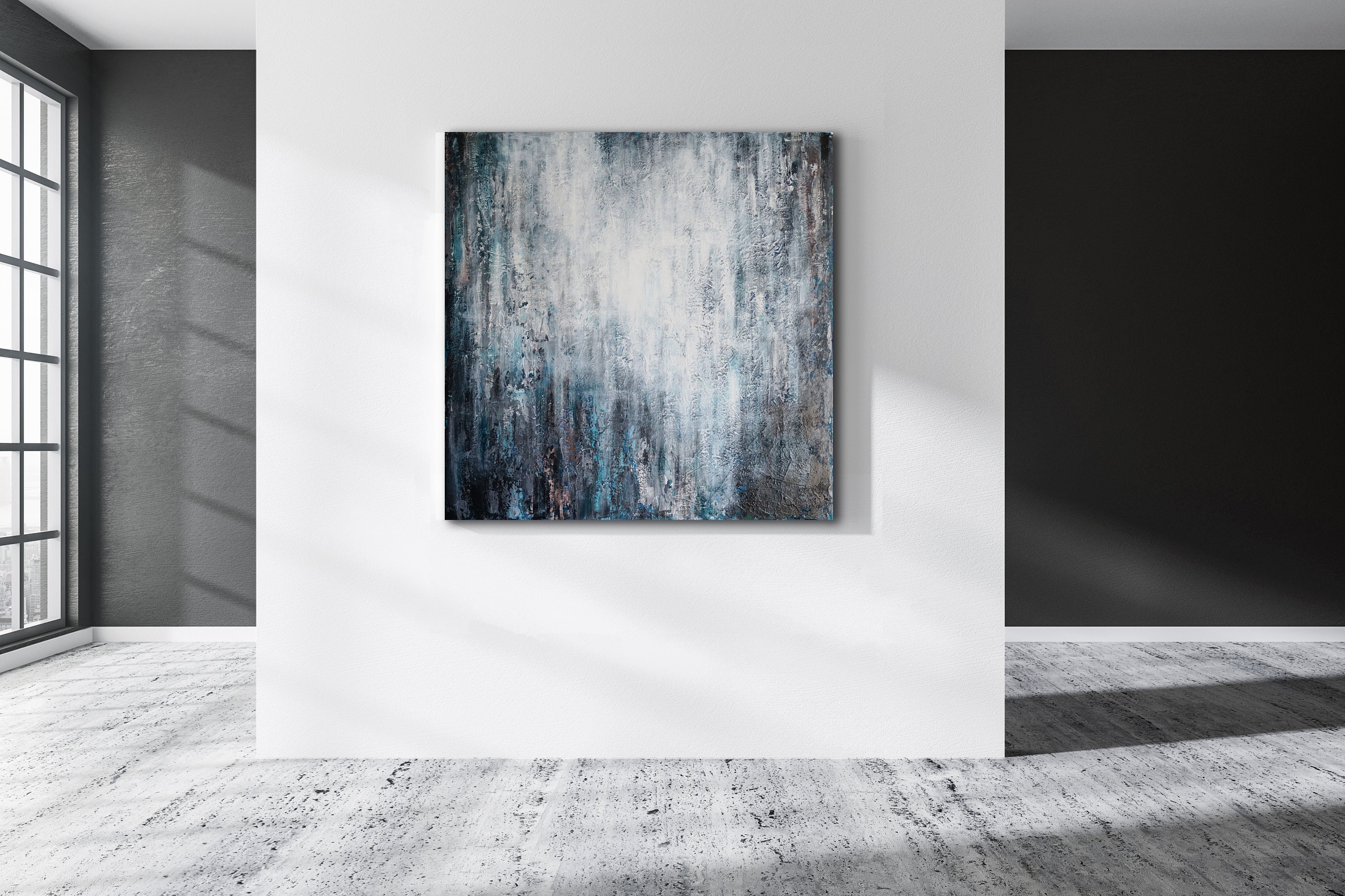 36x36 GRAY TEXTURED ABSTRACT Original Gray Painting Large Canvas Art