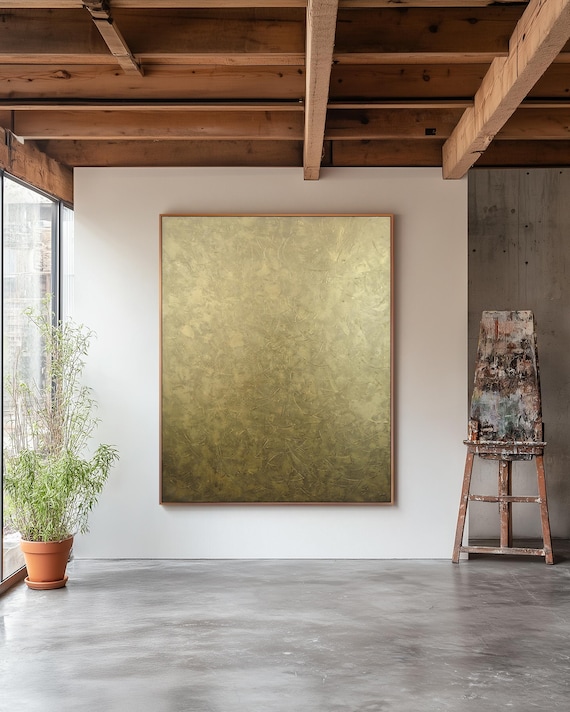 60x48in Original Bronze Abstract Painting, Large Textured Acrylic Canvas
