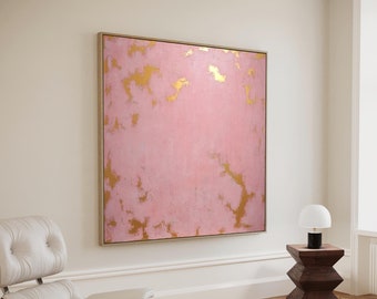 ORIGINAL ABSTRACT Painting Blush Pink Gold Textured Art, Made to order