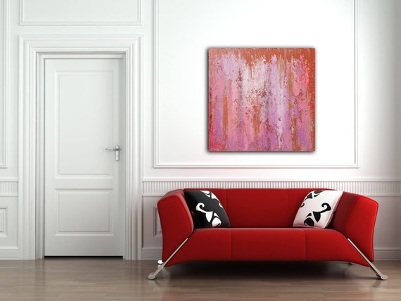 Pink Fusion Abstract Oil Painting 20x20 Textured Canvas Art