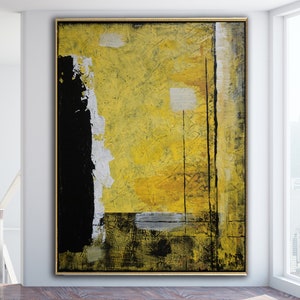 Minimalist Abstract Painting Black Yellow Abstract Large Canvas Art Oversized Painting Contemporary Original Art Contemporary Minimalist Art