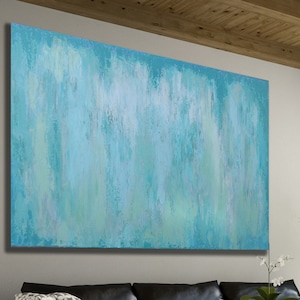 AQUA BLUE ABSTRAKT Malerei XLarge Leinwand Kunst Übergroße Malerei Blau Grün Abstrakt Original Kunst Minimalist Art Teal Abstrakt Benutzerdefinierte Kunst