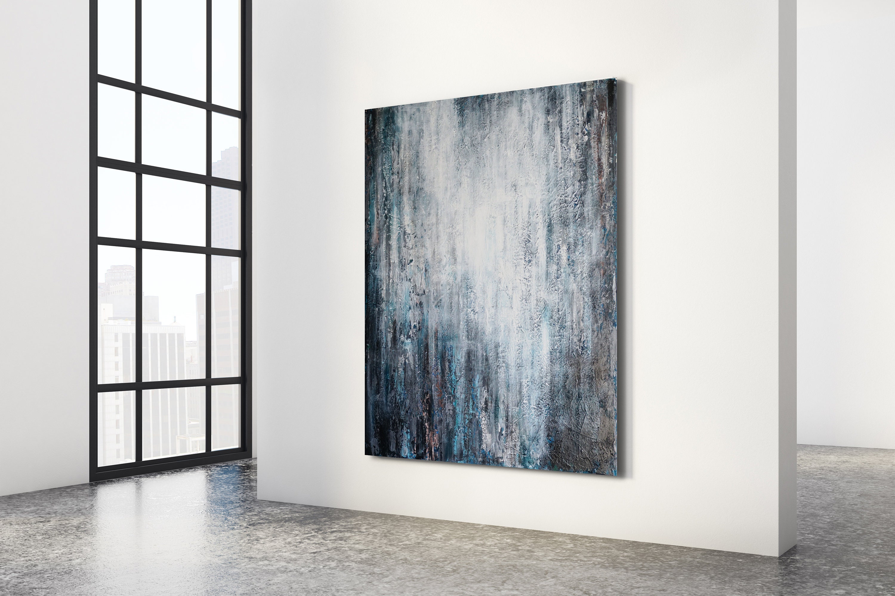 Gray Original Abstract Painting Highly Textured Painting Industrial