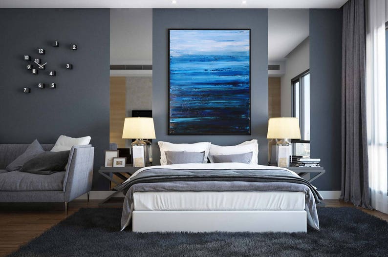 ABSTRACT PAINTING Indigo Painting Blue Abstract Seascape Modern Art Original Painting XLarge Canvas Art Abstract Landscape Wall Art Prutski image 6