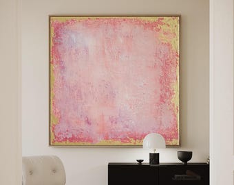 ORIGINAL ABSTRACTO ROSA Pintura Minimalista Arte Rosa Ruborizado, hecho a pedido