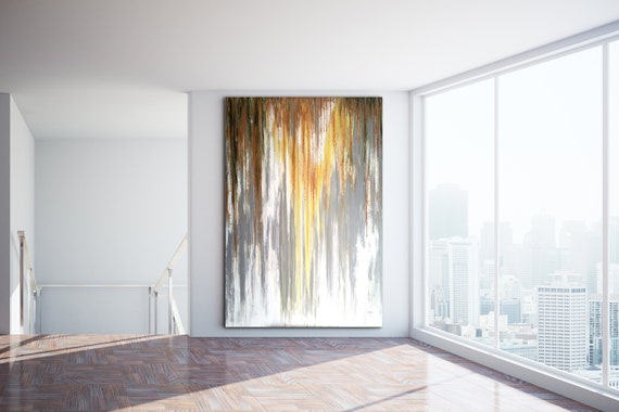 ORIGINAL ABSTRACT PAINTING Large Canvas Art yellow Gray Abstract Minimalist Painting Wall Art Modern Art Oil Painting Custom Painting