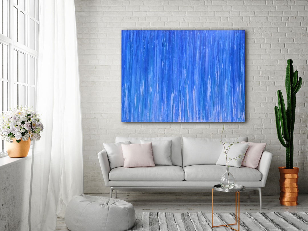 BLUE ABSTRACT PAINTING Xlarge Canvas Art Modern Art Minimalist Art ...