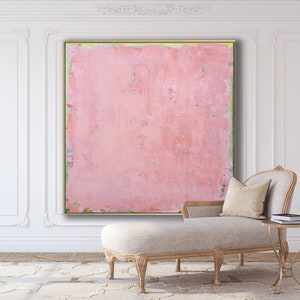 ORIGINAL PINK ABSTRACT Painting XLarge Canvas Art Minimalist Painting Blush Pink Abstract Acrylic Painting Textured Art Custom Art Square