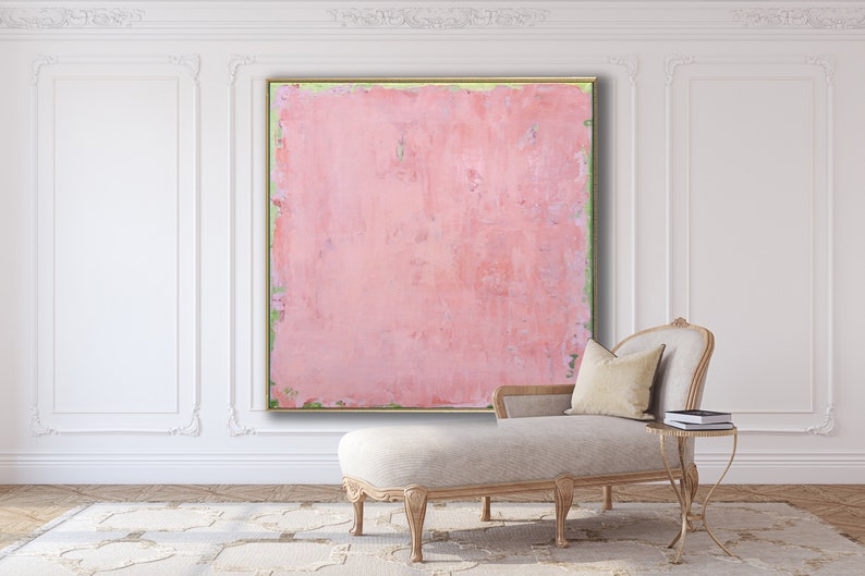 ORIGINAL PINK ABSTRACT Painting XLarge Canvas Art Minimalist Painting Blush Pink Abstract Acrylic Painting Textured Art Custom Art Square