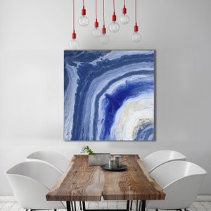 36&quot;x36&quot;Minimalist Gray Blue Purple Abstract Painting, Original Art, Ready to Ship