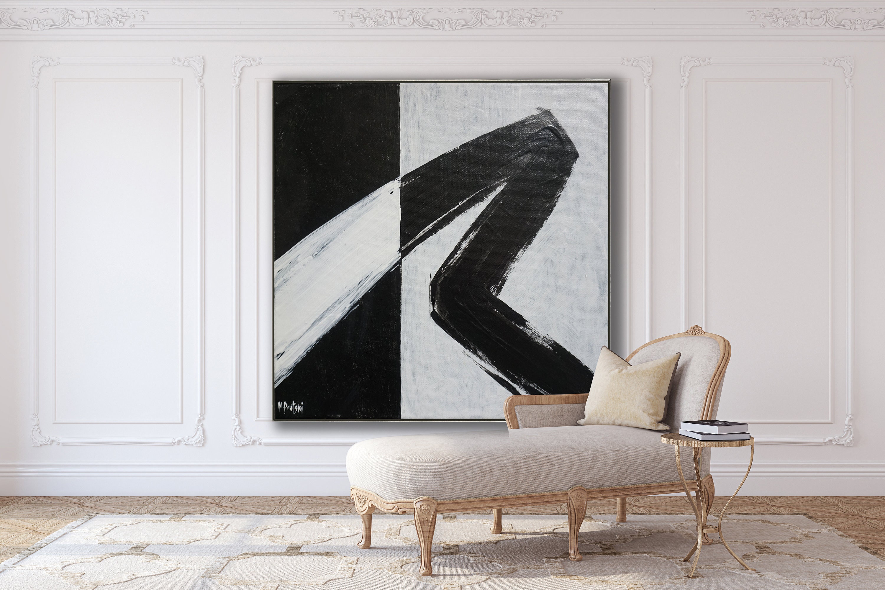 Black And White Abstract Canvas Art » Arthatravel.com