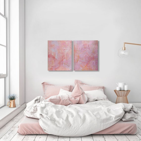 32x20 ORIGINAL PINK ABSTRACT Painting,  Large Canvas Art, Contemporary Art, Pink Painting, Ready to Ship, Double Pink