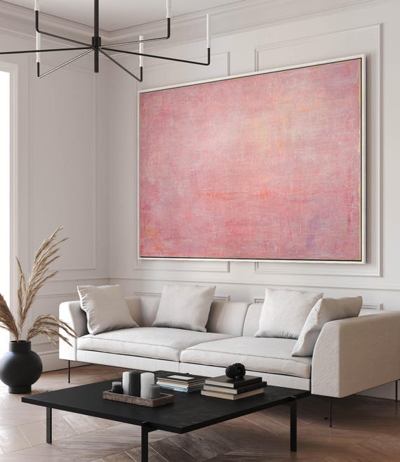 Pink Original Abstract Painting on Canvas, Textured Acrylic Art 40"x30"